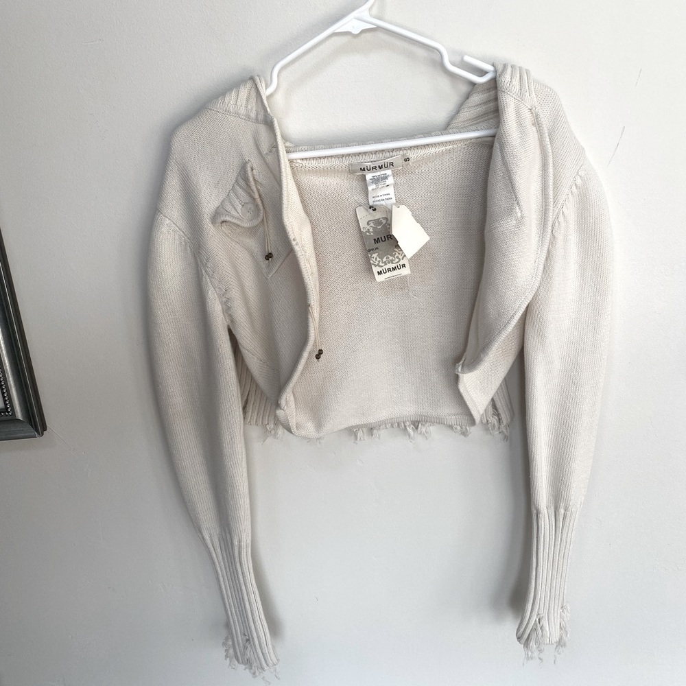 MurMur Cropped Sweater With Oversized Collar Sz S NWT